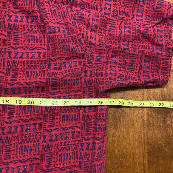 Old College Inn Vintage AOP Tribal Print Red Navy Button Front Casual Shirt XL - Picture 8 of 9